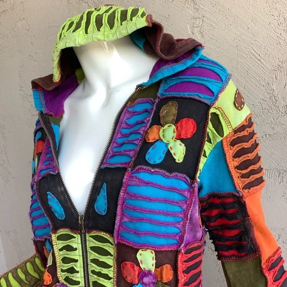 Colorful Patchwork Women's Jacket - Picture 3 of 10